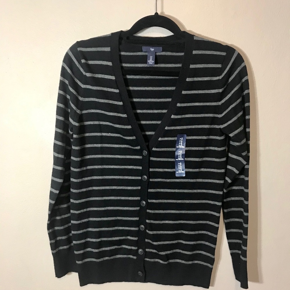 Gap V-Neck Button Down Striped Cardigan